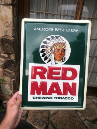 Red Man Tobacco Sign Vintage Metal 12 X 16 Chewing Tobacco Antique Sign