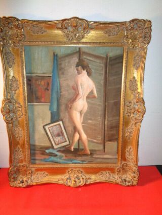 Antique Painting Of A Nude Woman On Board Unsigned (16 By 20 ")
