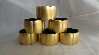 Omc 6 Vintage Otagiri Napkin Rings Gold Tone Scalloped Made In Japan Mcm