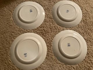 Set of 4 Vintage Blue Wood And Sons England semi - porcelain khotan plates 3