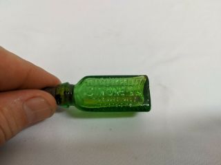 Vintage Miniature Sample Green Glass Poison Bottle 3 In 1 Oil