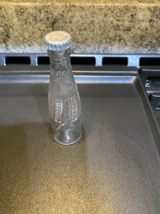 Vintage Pepsi Cola Mini Glass Bottle Miniature 4” With Cap