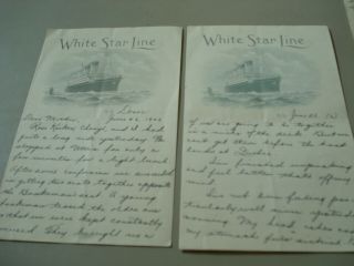 White Star Line Ss Doric 2 Hand Written Letters (part 1 & 2) On Stationary 1926