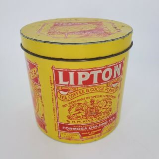 Lipton Tea Coffe Cocoa Planter Ceylon Collectible Tin 5.  5” Yellow Vintage