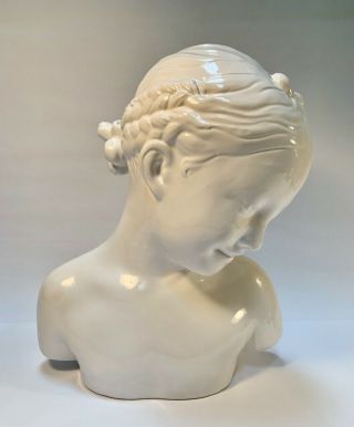 Vintage Italian White Ceramic Young Girl Bust Fatto E Dipinto A Mano Ceramiche