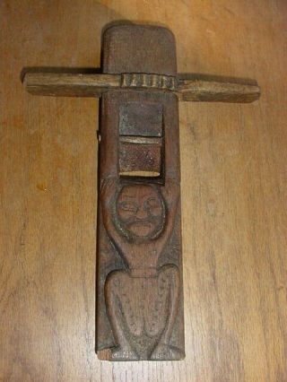 Old Wood Box Plane With Salish Indian Carving No 1