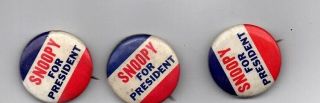 Snoopy For President Buttons 1960 