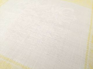 VINTAGE Damask Napkins Set of 6 White Cotton Yellow Country Cottage Roses 12x12 3