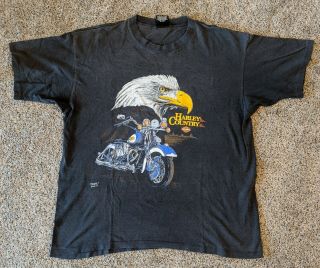 Vtg 90s Black Harley Davidson Harley Country Vintage T - Shirt Tee Xl