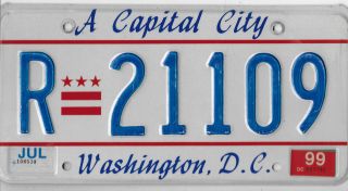 1999 Washington Dc District Of Columbia A Capital City License Plate R 21109