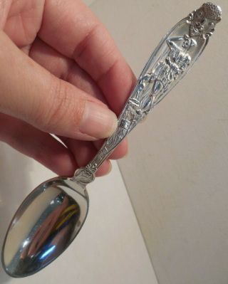 Antique Sterling Silver Native American & Buffalo Theme Handle Spoon By Wendell