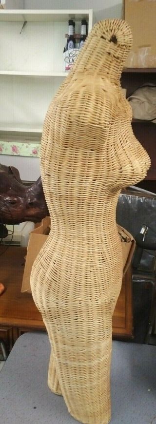 Vintage Wicker Mannequin torso woman dress form decor 60 ' s 2
