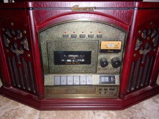 Memorex Antique Style Record Player Wooden Cd,  Cassette Player,  And Am/fm Radio