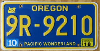 Oregon 150 Year / Pacific Wonderland Specialty License Plate 2017 9r - 9210