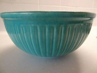 Vintage Mixing Bowl 8 " Red Wing Pottery Gypsy Trail Reed Pattern Turquoise