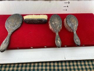 Vintage Sterling Silver Hair Brush And Hand Held Mirror Set