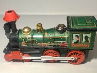 Vintage Western Locomotive Tin Litho Train Modern Toys Japan Battery Op V Good