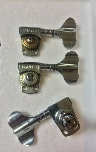 Vintage Grover Bass Guitar Tuners - Set Of 3 In Line For Project Parts Restore
