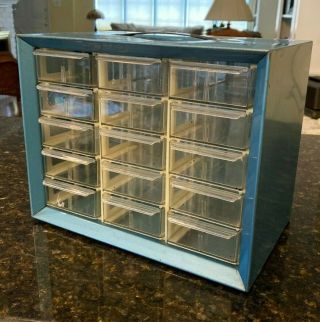 Vintage 15 Drawer Akro - Mils Metal Hardware Cabinet Organizer Storage Usa