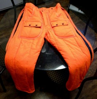 Vintage Chiller Killer Saftbak Blaze Orange Hunting Pants 34 " Waist Made In Usa