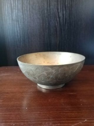 Set Of 2 Vintage Brass Bowl Copper Solid Dish India Metal Tobacco Herb