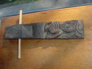 Old Wood Box Plane With Salish Indian Carving Of Wolf No 3