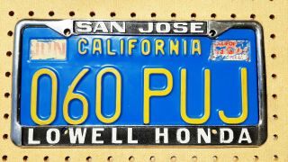 Vintage Metal Dealer License Plate Frame Lowell Honda San Jose Ca S600 S800