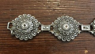Vintage Art Deco Style Sterling Silver and Marcasite Bracelet 2