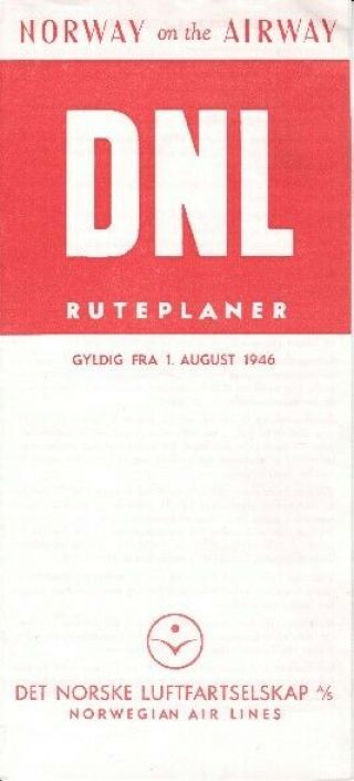 Dnl Det Norske Luftfartselskap Timetable 1946/08/01