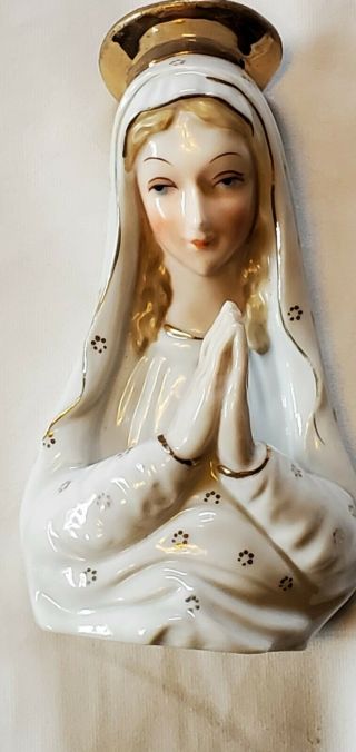 Vintage Porcelain Virgin Mary Holy Water Font