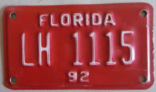 Florida 1992 Livestock Hauler License Plate Lh 1115