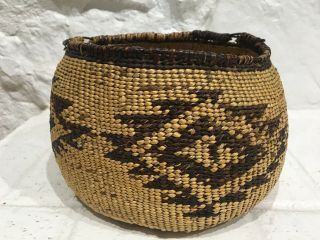 Old Vintage Antique Native American Pit River Woven Basket Northern California