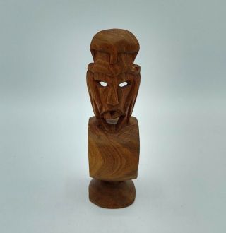 Vintage Hand Carved Wooden Tiki Man Napkin Holder