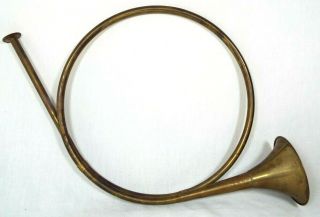 Vintage Large Brass Hunting French Horn Bugle Hanging Wall Christmas Decor 19 "