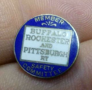 Old 1920s 30s Buffalo Rochester Pittsburgh Railroad Enamel Safety Member Pin