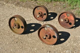 Vintage Antique Fairbanks Cast Wheels Hit Miss Gas Engine Steam Industrial Cart