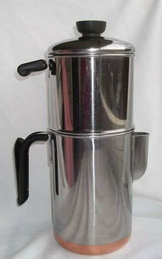 Vintage Revere Ware Copper Clad 1801 Drip - O - Lator 8 Cup Coffee Maker Pot