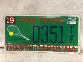 2010 North Carolina Tennis License Plate
