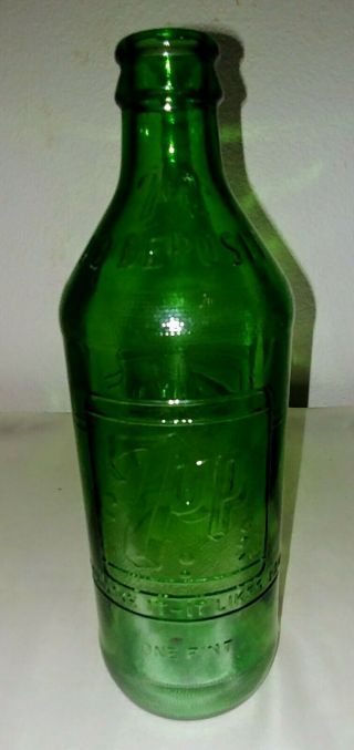 Vintage 7up Soda Pop Green Glass Bottle 1 Pt Pint Ndnr You Like It - It Likes You