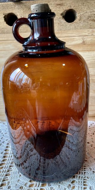 Vintage One (1) Gallon Brown/amber Glass Jug/bottle
