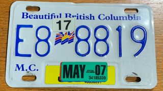 ✿◕‿◕✿ Authentic Canada 2007 British Columbia Motorcycle License Plate.  Flag