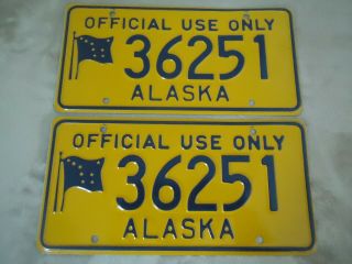 Alaska License Plate Set Of Two Official Use Only Expired 36251