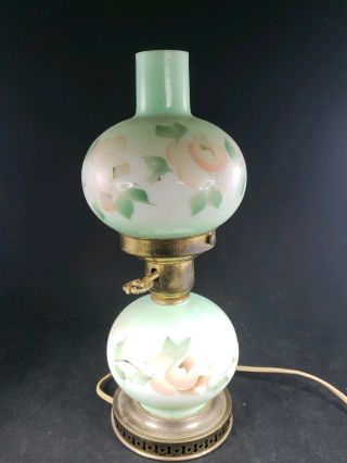 Antique Hand Painted Milk Glass Gone With The Wind Table Lamp