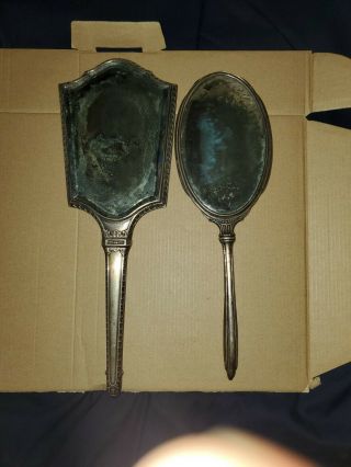 R Wallace And Sons Sterling Silver Mirror Set Of 2 Rare 1800s