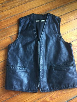 Vintage Harley Davidson Amf Leather Vest Men Size 40 Small Full Zip Lined