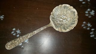Antique S Kirk And Son Sterling Silver Large Repousse Berry Spoon About 104