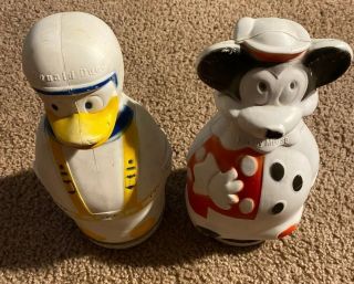 Vintage Mickey Mouse & Donald Duck Nabisco Wheat Puffs Coin Bank 1966 2