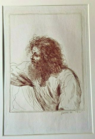 Antique 18th Century Etching Print After Guercino Classical Engraving Old Master