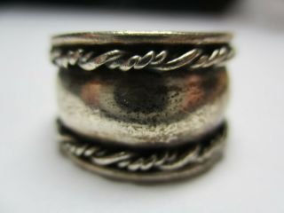 Sterling Silver 925 Estate Vintage Rope Edge Tapered Cigar Band Ring Size 8