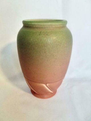 Antique American Pottery 1926 Rookwood 2283 Ceramic Vase Mottled Green & Rose
